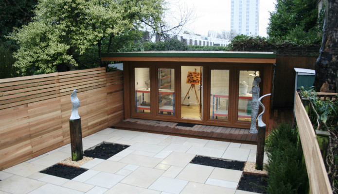 Artist garden office used for doing sculpture